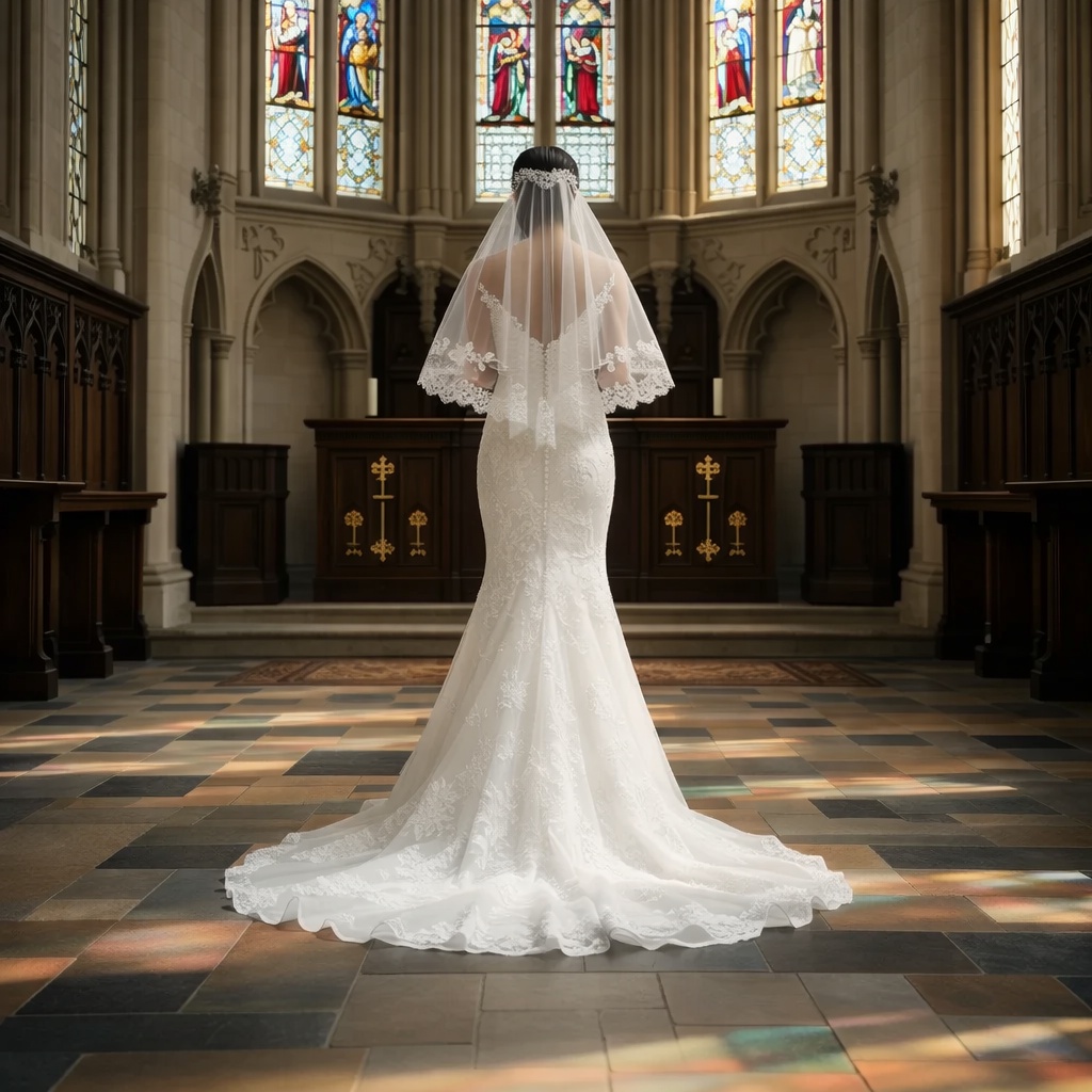 Short bridal veil